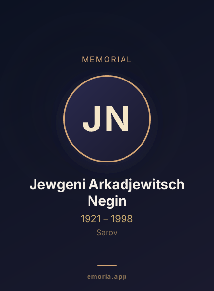 Memorial portrait of Jewgeni Arkadjewitsch Negin