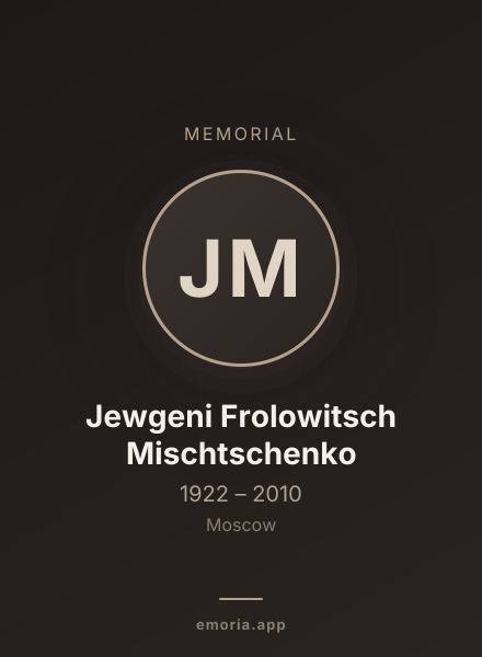 Memorial portrait of Jewgeni Frolowitsch Mischtschenko