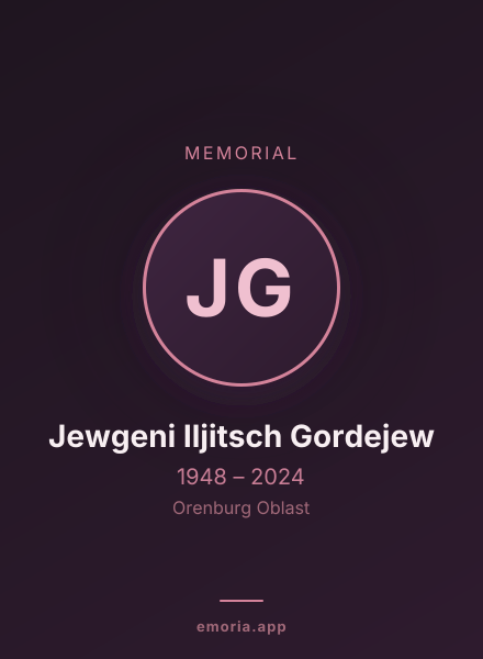 Memorial portrait of Jewgeni Iljitsch Gordejew