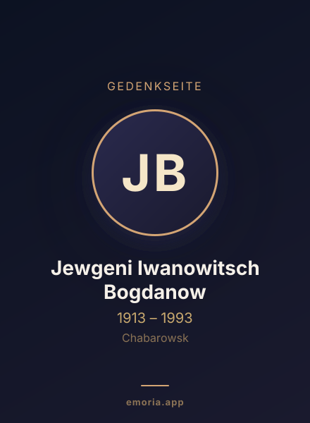 Gedenkportrait von Jewgeni Iwanowitsch Bogdanow