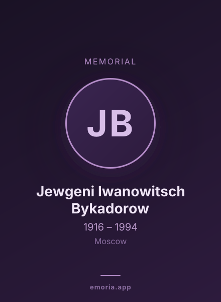 Memorial portrait of Jewgeni Iwanowitsch Bykadorow