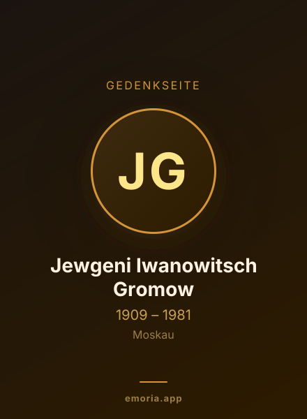 Gedenkportrait von Jewgeni Iwanowitsch Gromow