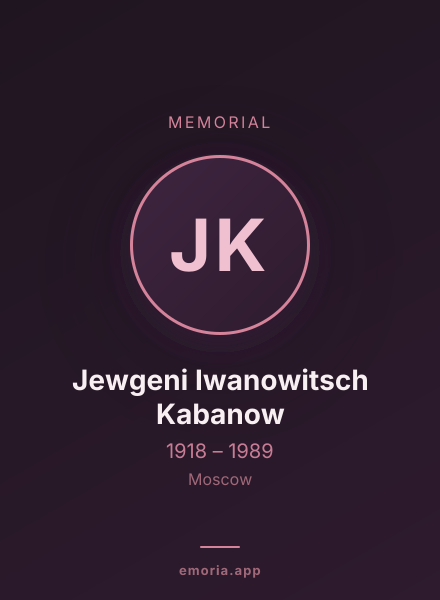 Memorial portrait of Jewgeni Iwanowitsch Kabanow