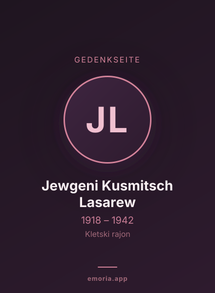 Gedenkportrait von Jewgeni Kusmitsch Lasarew
