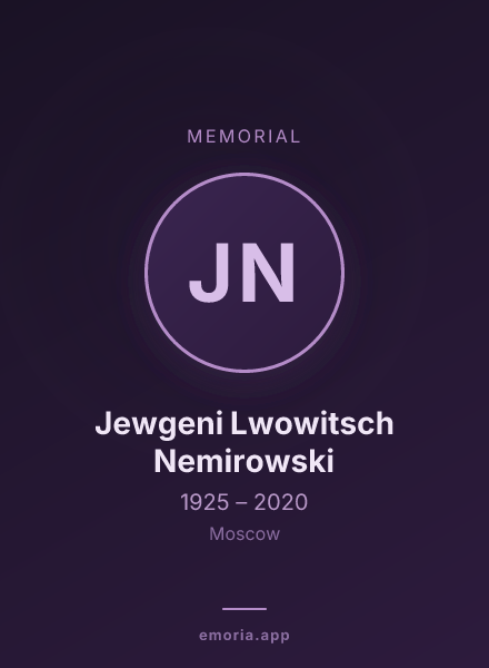 Memorial portrait of Jewgeni Lwowitsch Nemirowski