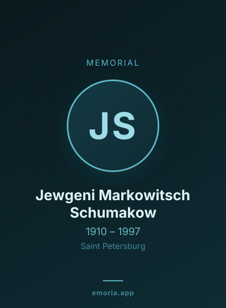 Memorial portrait of Jewgeni Markowitsch Schumakow