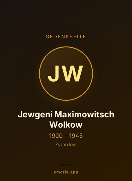 Gedenkportrait von Jewgeni Maximowitsch Wolkow