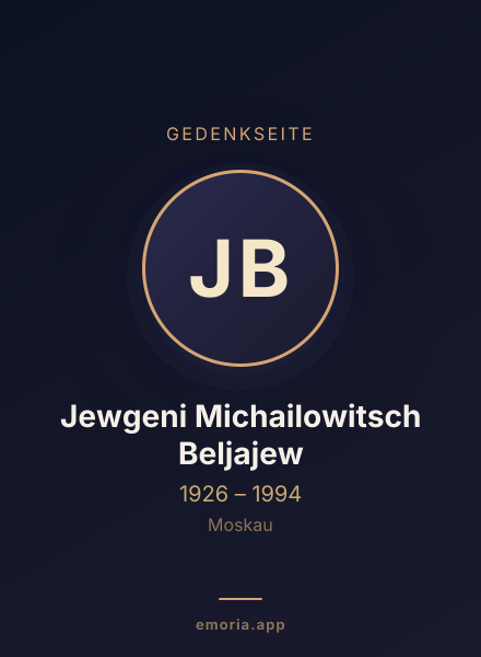 Gedenkportrait von Jewgeni Michailowitsch Beljajew