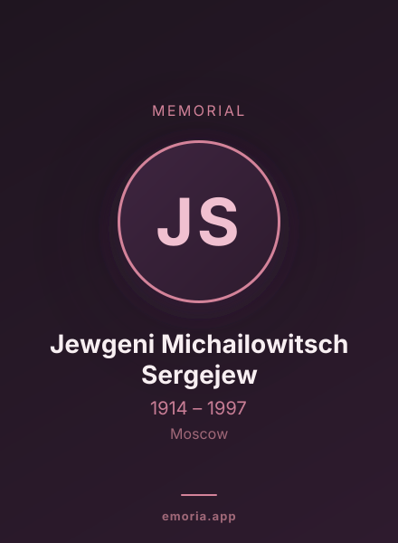 Memorial portrait of Jewgeni Michailowitsch Sergejew