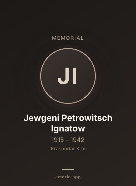 Memorial portrait of Jewgeni Petrowitsch Ignatow