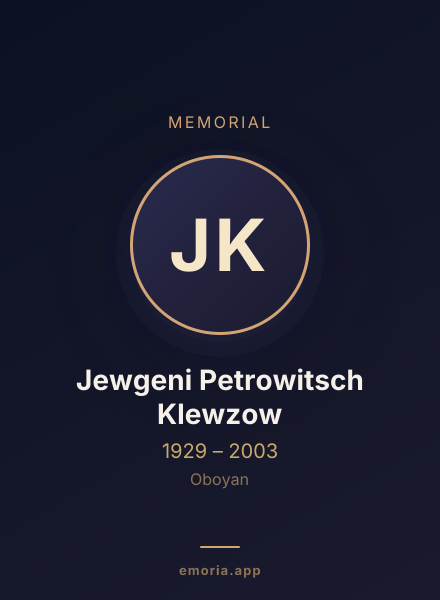 Memorial portrait of Jewgeni Petrowitsch Klewzow