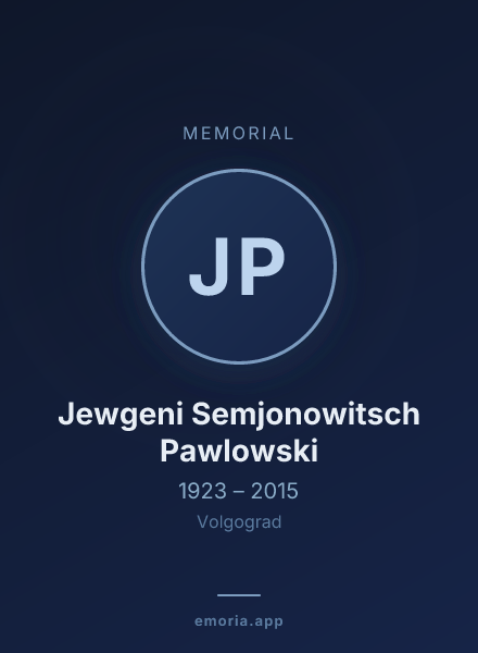 Memorial portrait of Jewgeni Semjonowitsch Pawlowski