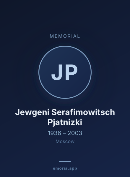 Memorial portrait of Jewgeni Serafimowitsch Pjatnizki