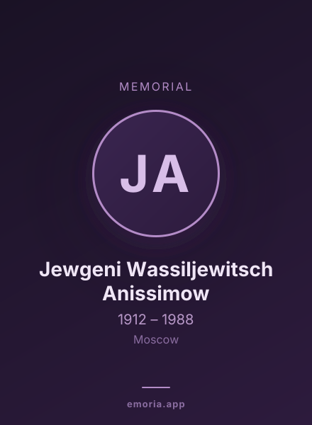 Memorial portrait of Jewgeni Wassiljewitsch Anissimow