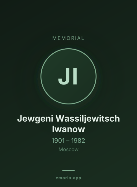 Memorial portrait of Jewgeni Wassiljewitsch Iwanow