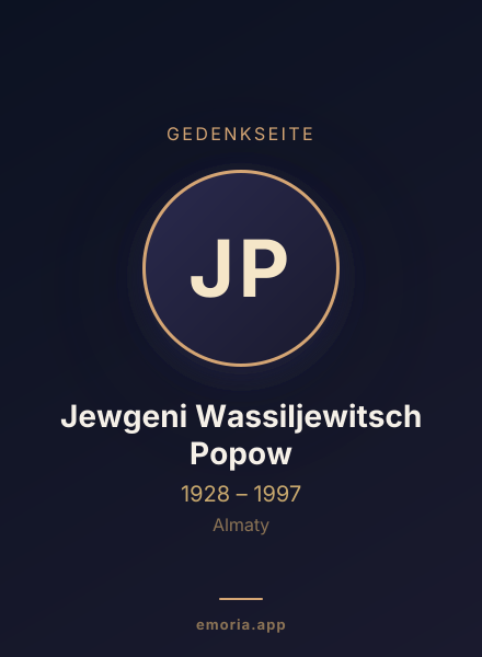 Gedenkportrait von Jewgeni Wassiljewitsch Popow