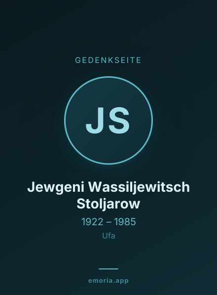 Gedenkportrait von Jewgeni Wassiljewitsch Stoljarow