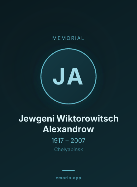 Memorial portrait of Jewgeni Wiktorowitsch Alexandrow