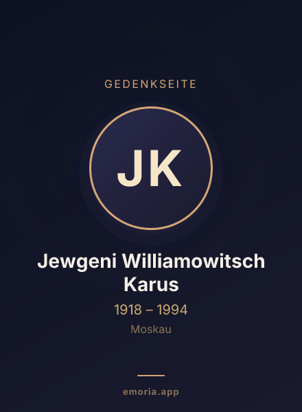 Gedenkportrait von Jewgeni Williamowitsch Karus