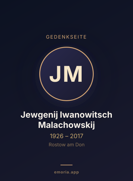 Gedenkportrait von Jewgenij Iwanowitsch Malachowskij