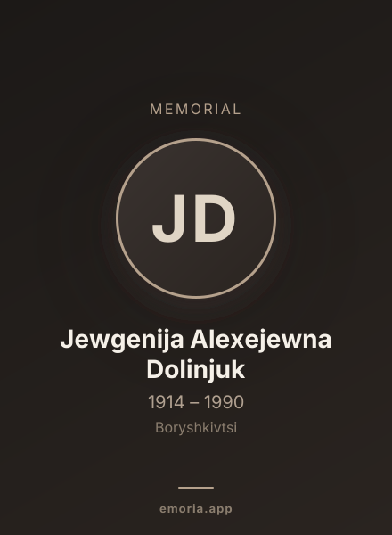 Memorial portrait of Jewgenija Alexejewna Dolinjuk