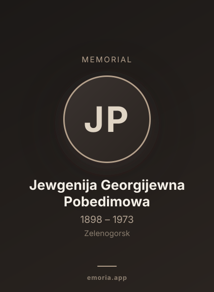 Memorial portrait of Jewgenija Georgijewna Pobedimowa