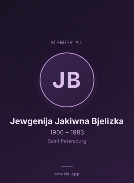 Memorial portrait of Jewgenija Jakiwna Bjelizka