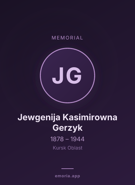 Memorial portrait of Jewgenija Kasimirowna Gerzyk
