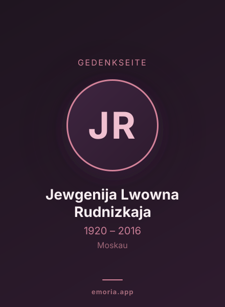 Gedenkportrait von Jewgenija Lwowna Rudnizkaja