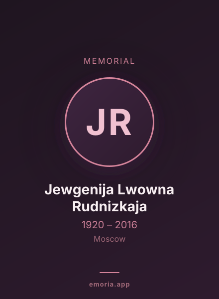 Memorial portrait of Jewgenija Lwowna Rudnizkaja