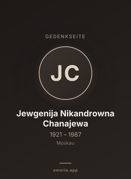 Gedenkportrait von Jewgenija Nikandrowna Chanajewa