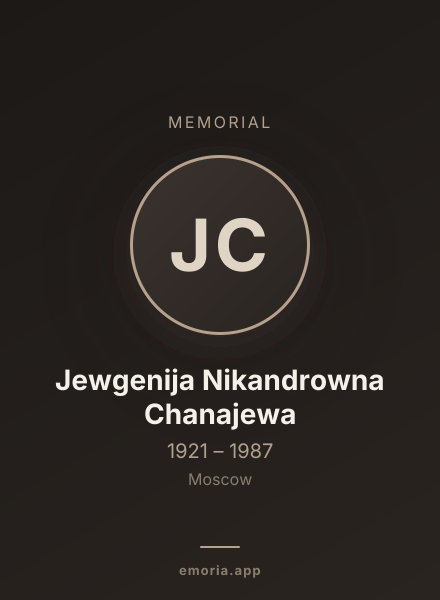 Memorial portrait of Jewgenija Nikandrowna Chanajewa