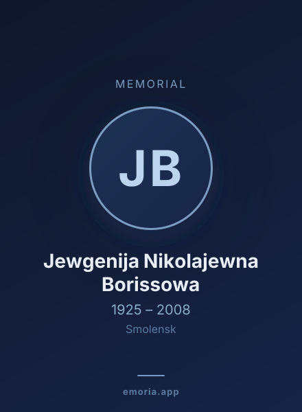 Memorial portrait of Jewgenija Nikolajewna Borissowa