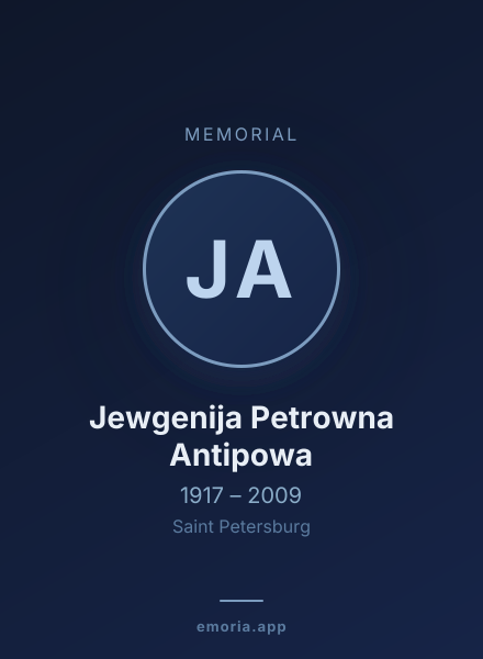 Memorial portrait of Jewgenija Petrowna Antipowa