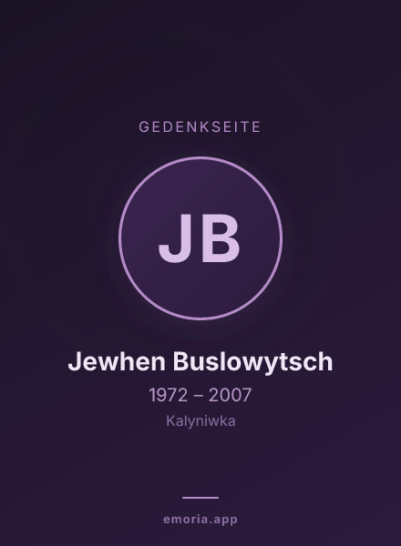 Gedenkportrait von Jewhen Buslowytsch