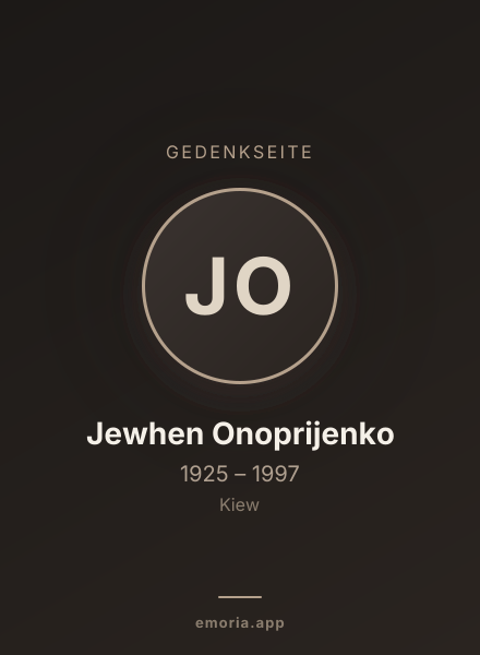 Gedenkportrait von Jewhen Onoprijenko