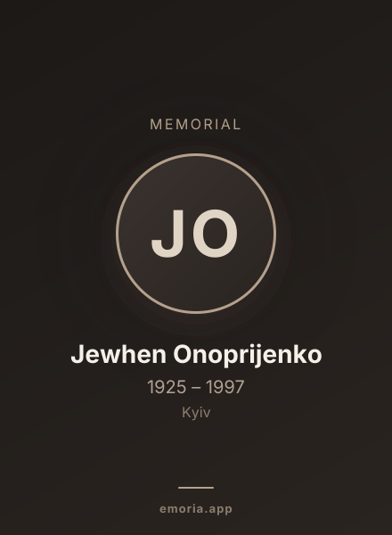 Memorial portrait of Jewhen Onoprijenko