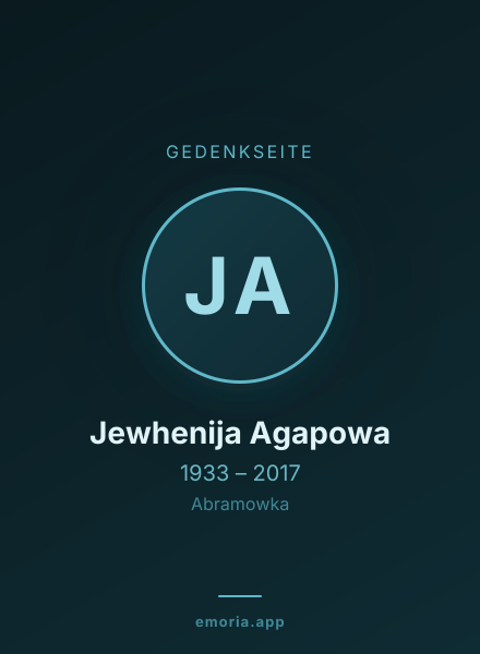 Gedenkportrait von Jewhenija Agapowa
