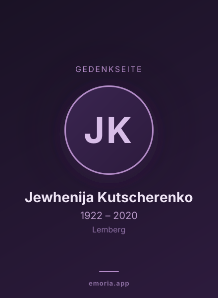 Gedenkportrait von Jewhenija Kutscherenko