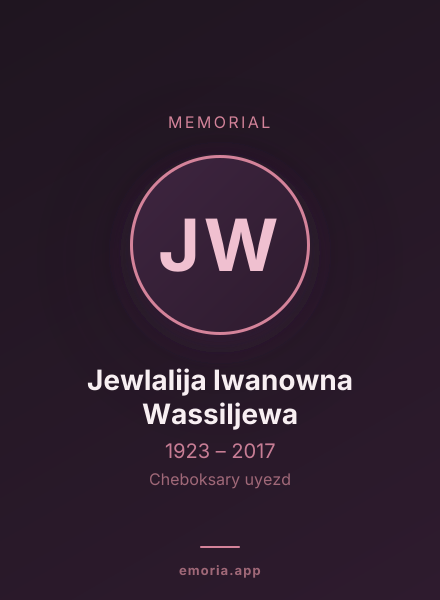 Memorial portrait of Jewlalija Iwanowna Wassiljewa