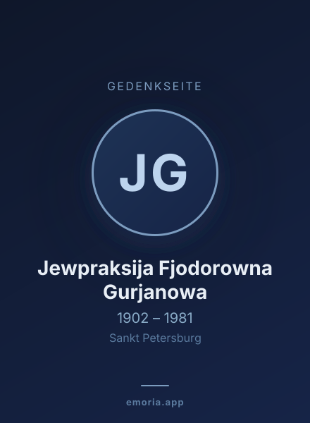 Gedenkportrait von Jewpraksija Fjodorowna Gurjanowa