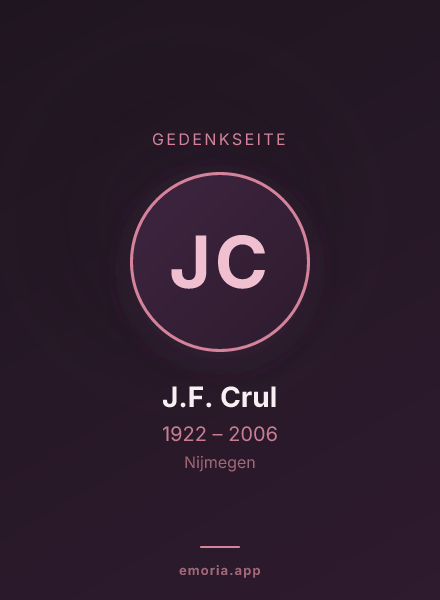 Gedenkportrait von J.F. Crul
