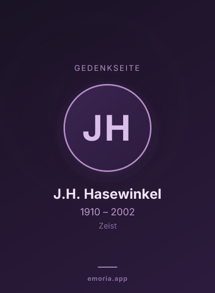 Gedenkportrait von J.H. Hasewinkel