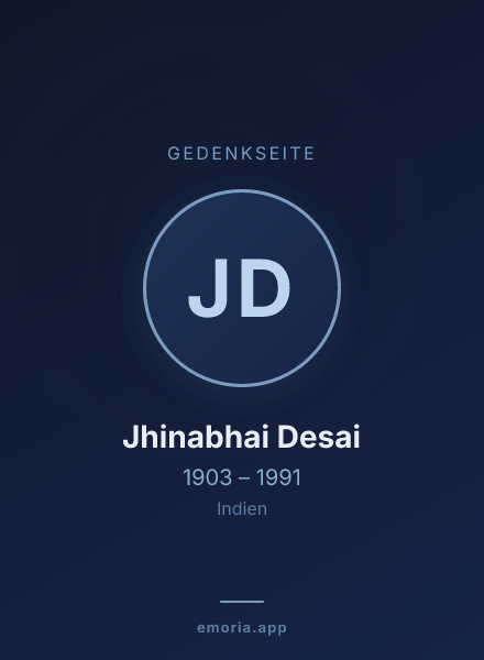 Gedenkportrait von Jhinabhai Desai