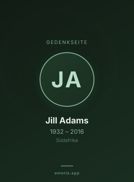 Gedenkportrait von Jill Adams