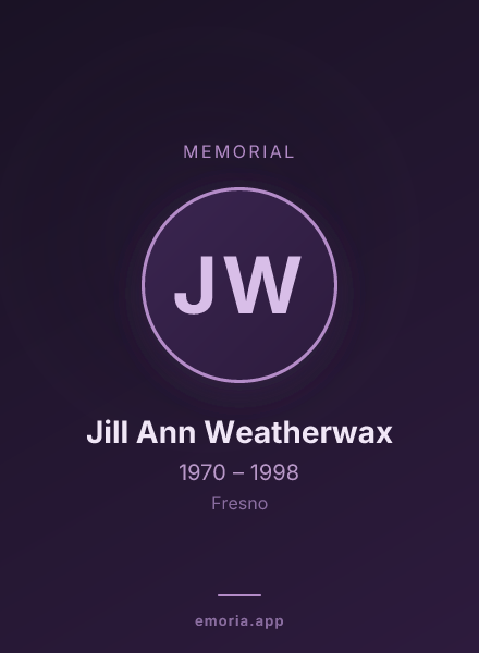 Memorial portrait of Jill Ann Weatherwax