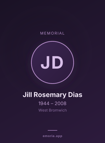 Memorial portrait of Jill Rosemary Dias