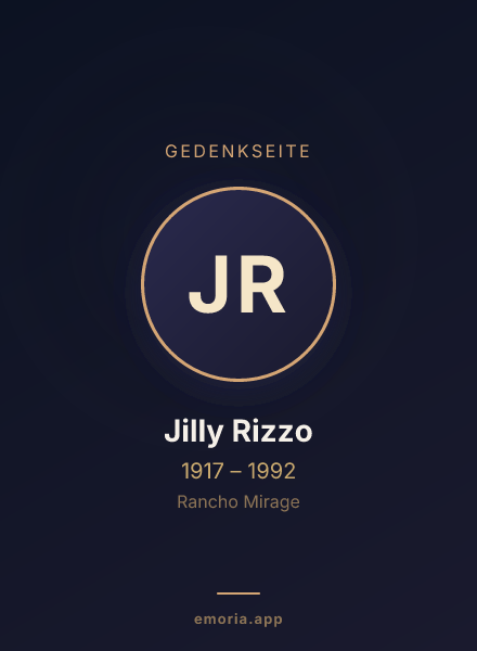 Gedenkportrait von Jilly Rizzo