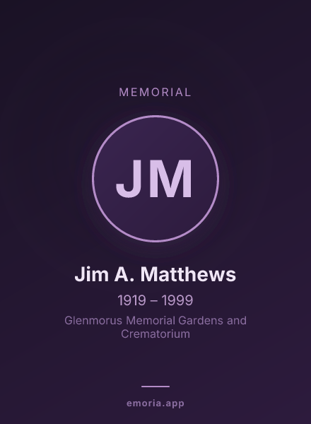 Memorial portrait of Jim A. Matthews
