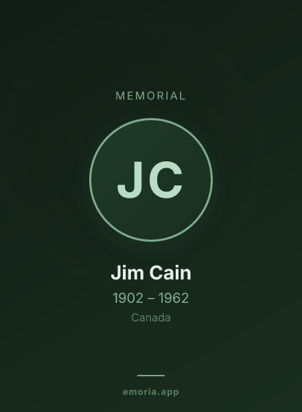 Memorial portrait of Jim Cain